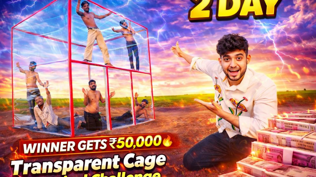 ⁣Transparent Cage Survival Challenge 😱 | 2 DAY Inside Glass Cage | Winner Gets ₹50,000 💰