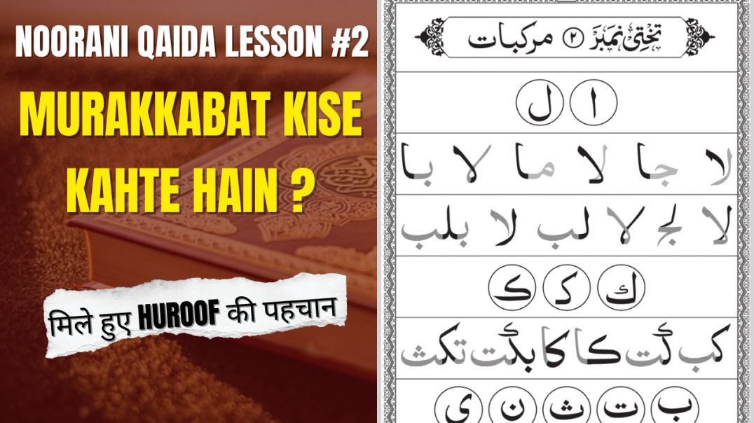 ⁣Noorani Qaida Lesson 2 | Joining Letters (Murakkabat) | نورانی قاعدہ تختی نمبر 2 | حروفِ مرکبات کی پ