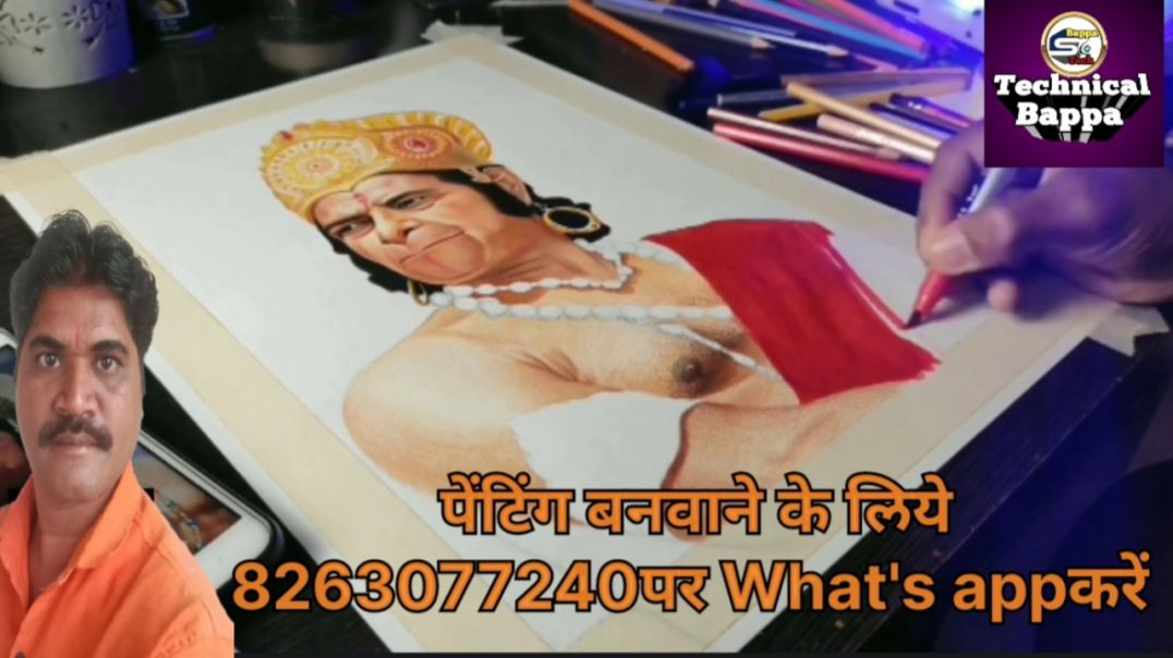 ⁣Lord Hanuman Painting/Painter Shyambappa