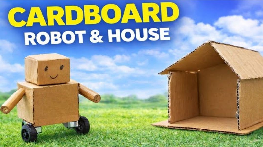 ⁣Cardboard house and robot