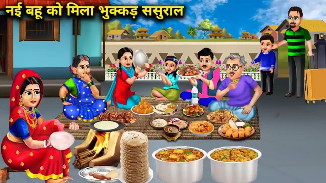 ⁣नई बहू को मिला भुक्कड़ ससुराल Hindi cartoon video morel story