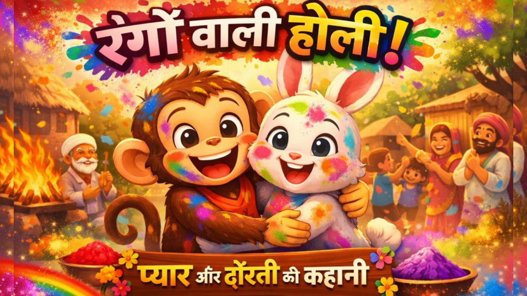 ⁣रंगों वाली होली 🌈 | प्यार और दोस्ती की प्यारी Cartoon Story | Holi Special Story