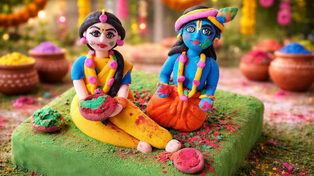 ⁣DIY Clay Radha Krishna for Holi | Step-by-Step Holi Special Clay Art