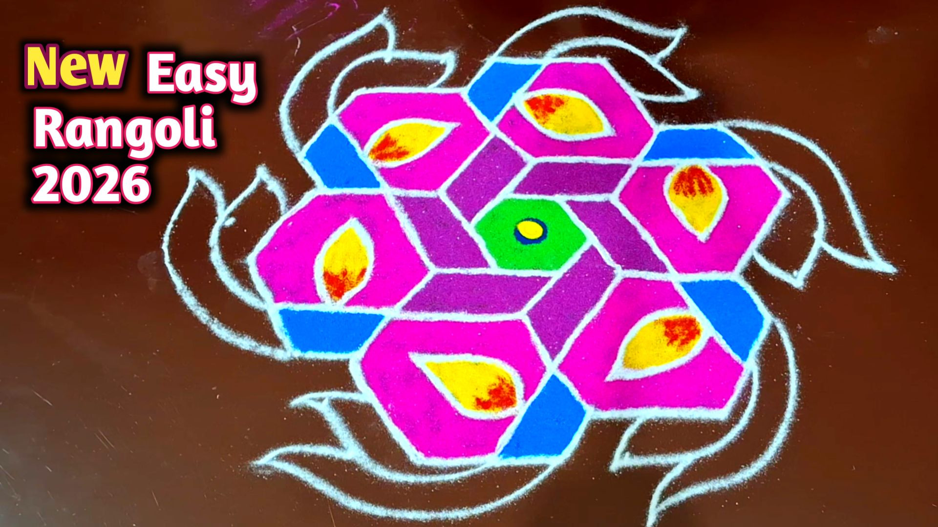 ⁣New Easy Rangoli 2026 ✨ _ Beautiful Flower Rangoli Design Step by Step 🌸 (1)