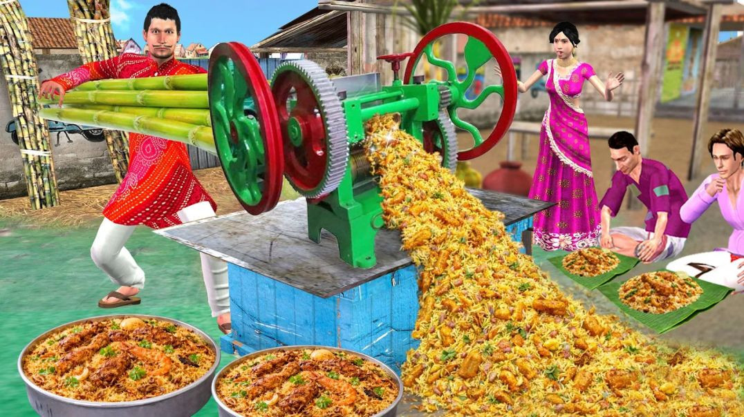 ⁣Sugarcane Biryani Machine | Chicken Mutton Veg Biryani Street Food Comedy Hindi Kahaniya Moral Story