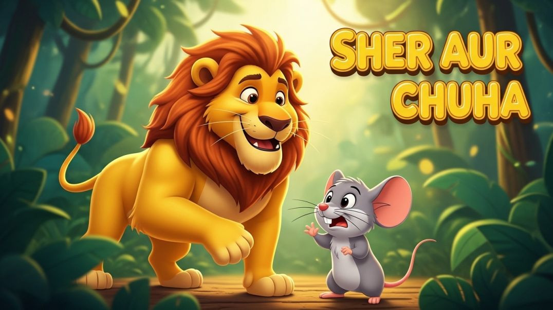 ⁣Sher aur Chuha Ki Kahani 🦁🐭 | Moral Story for Kids | Hindi Stories | Akshnaya Rhymes