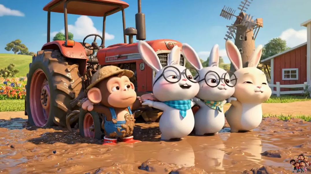 ⁣🐵🐰 Funny Monkey Farmer &amp;amp; Bunny Friends – Happy Farm Harvest Adventure 🌱🌶️🐥