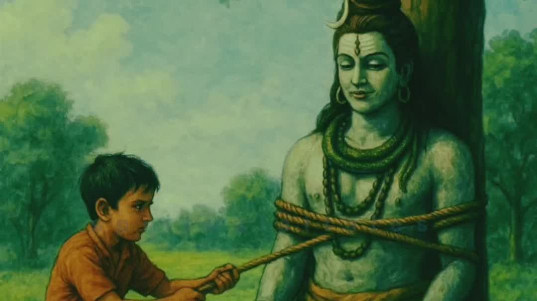 ⁣एक बालक ने भगवान महादेव को पेड़ से बांधा।
