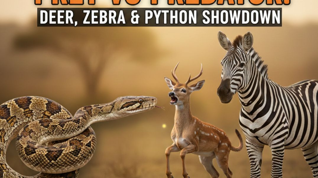 ⁣Prey vs Predator: DEER, ZEBRA & PYTHON SHOWDOWN