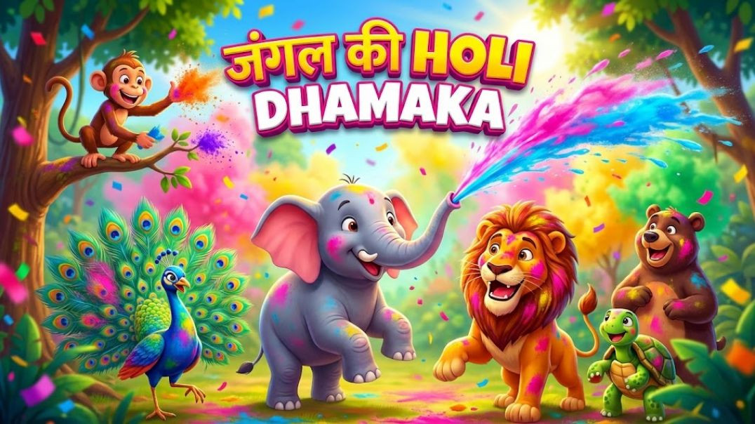 ⁣जंगल की HOLI DHAMAKA  | Jungle Animals Holi Celebration Song for Kids