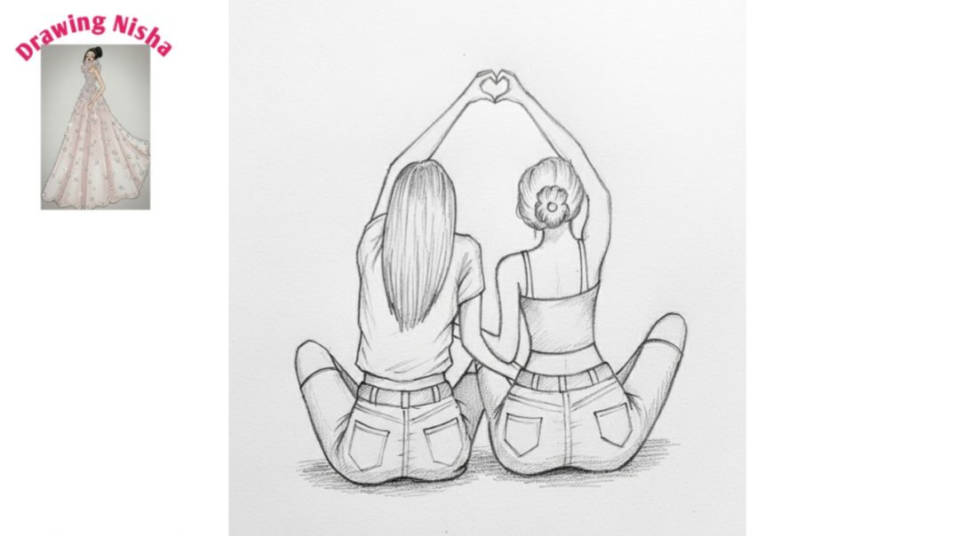 ⁣How to draw Two Friends (Very Easy)