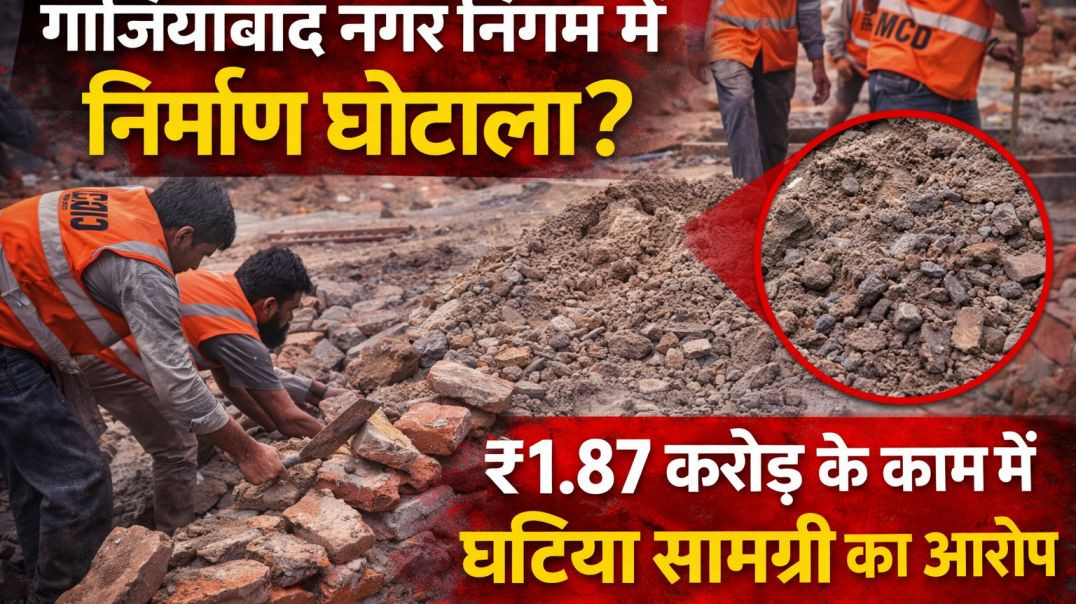 ⁣गाजियाबाद नगर निगम में निर्माण घोटाला? ₹1.87 करोड़ के काम में घटिया सामग्री का आरोप
