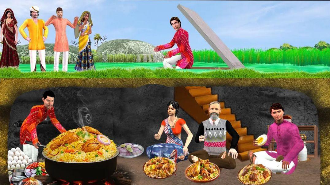 ⁣Underground Kitchen Tunnel Unlimited Chicken Biryani Street Food Hindi Kahaniya