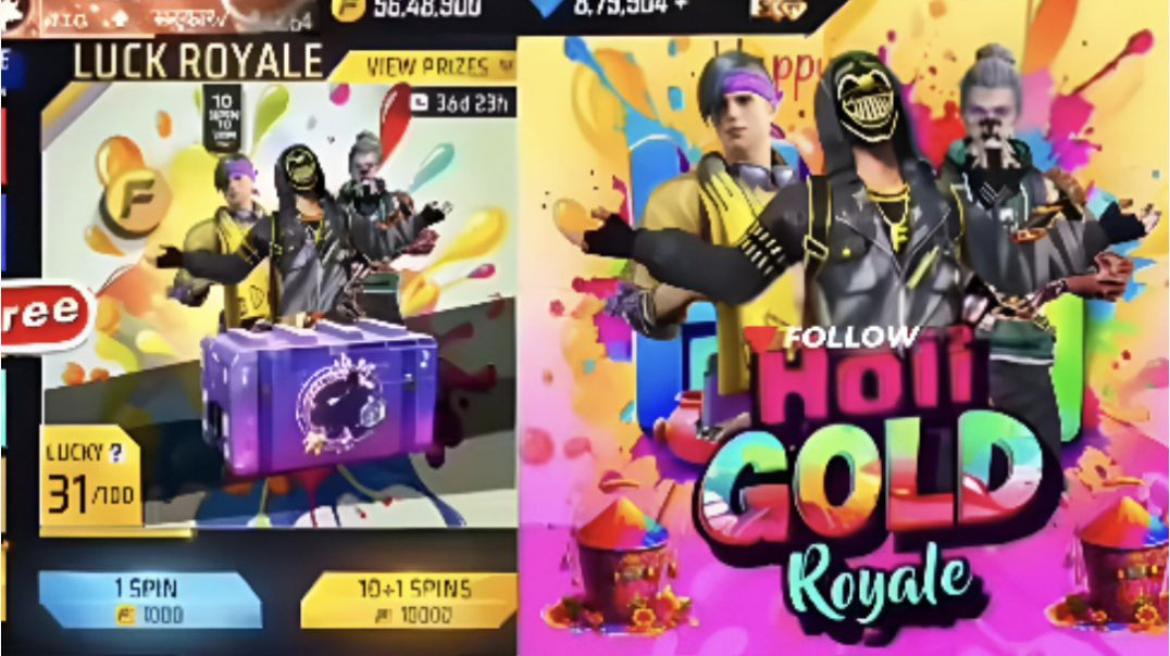 ⁣HOLI SPACIAL GOLD ROYAL😱 FREE FIRE X GINTAMA TRAILER☠️