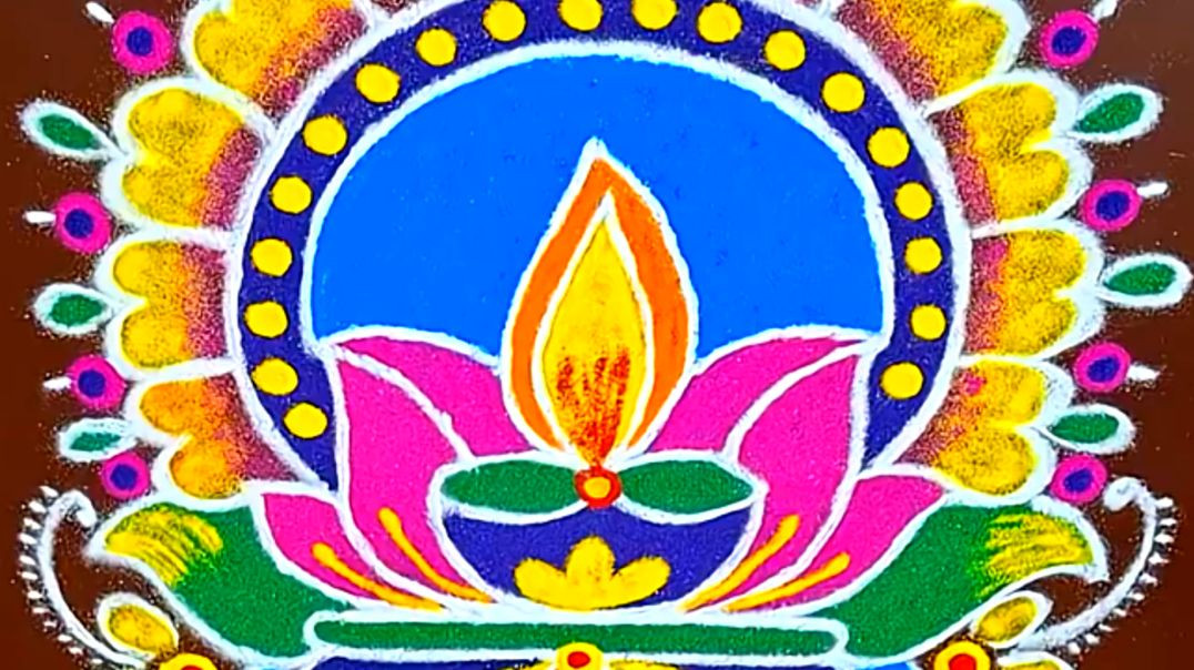 ⁣🪔 Easy Diya Rangoli in Minutes ✨ | Beautiful Festival Design 🎨