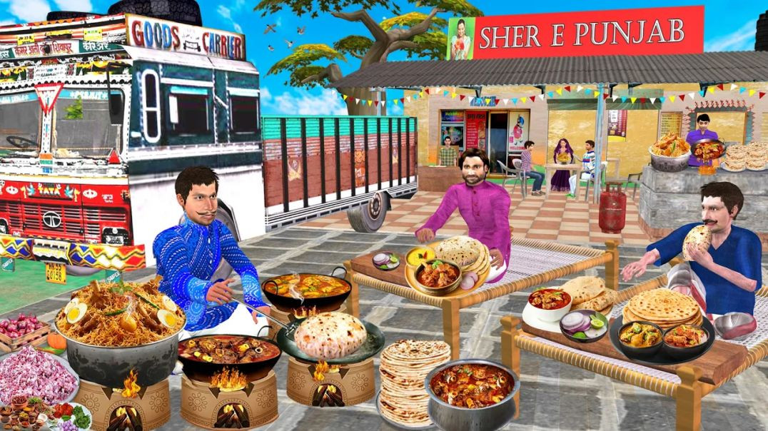 ⁣ट्रक ड्राइवर की भीड़ Desi Mutton Roti Truck Dhaba Street Food India Hindi Kahaniya