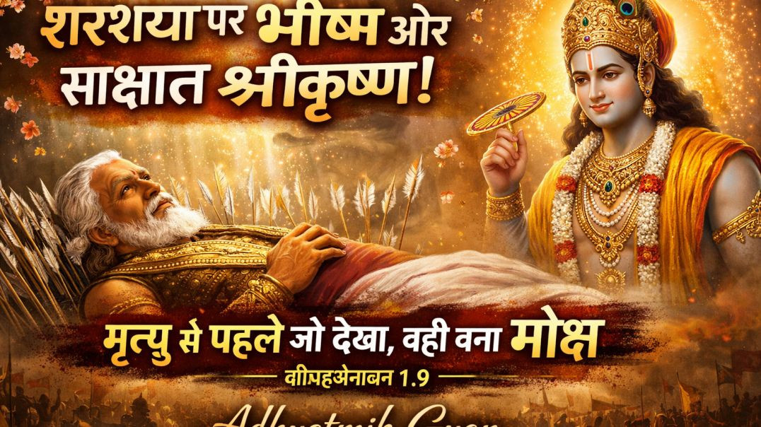 ⁣शरशय्या पर भीष्म और साक्षात श्रीकृष्ण! <br>मृत्यु से पहले जो देखा, वही बना मोक्ष | श्रीमद्भागवत 1.9