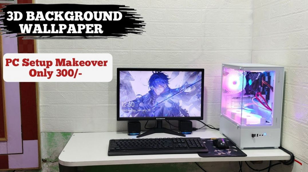 ⁣3d white bricks foam wallpaper | 3d foam wall sticker assembled | gaming pc satup Makeover