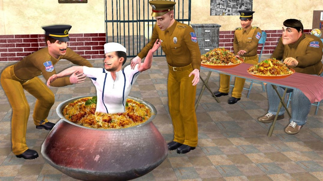 ⁣Jail Escape In Biryani Handi Chicken Biryani Street Food Hindi Kahani Moral Stories Comedy Video