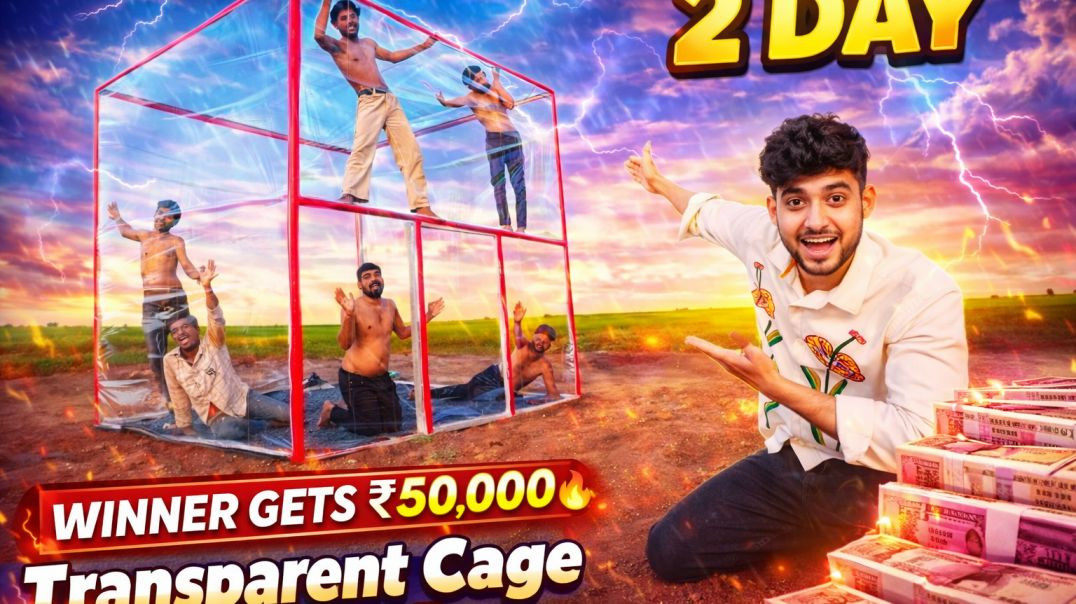 ⁣Transparent Cage Survival Challenge 😱 | 2 DAY Inside Glass Cage | Winner Gets ₹50,000 💰