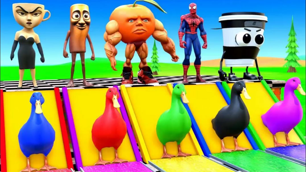 ⁣Long Slide Game With Elephant Gorilla Buffalo Hippopotamus Tiger - 3d Animal Game - Funny 3d Animals