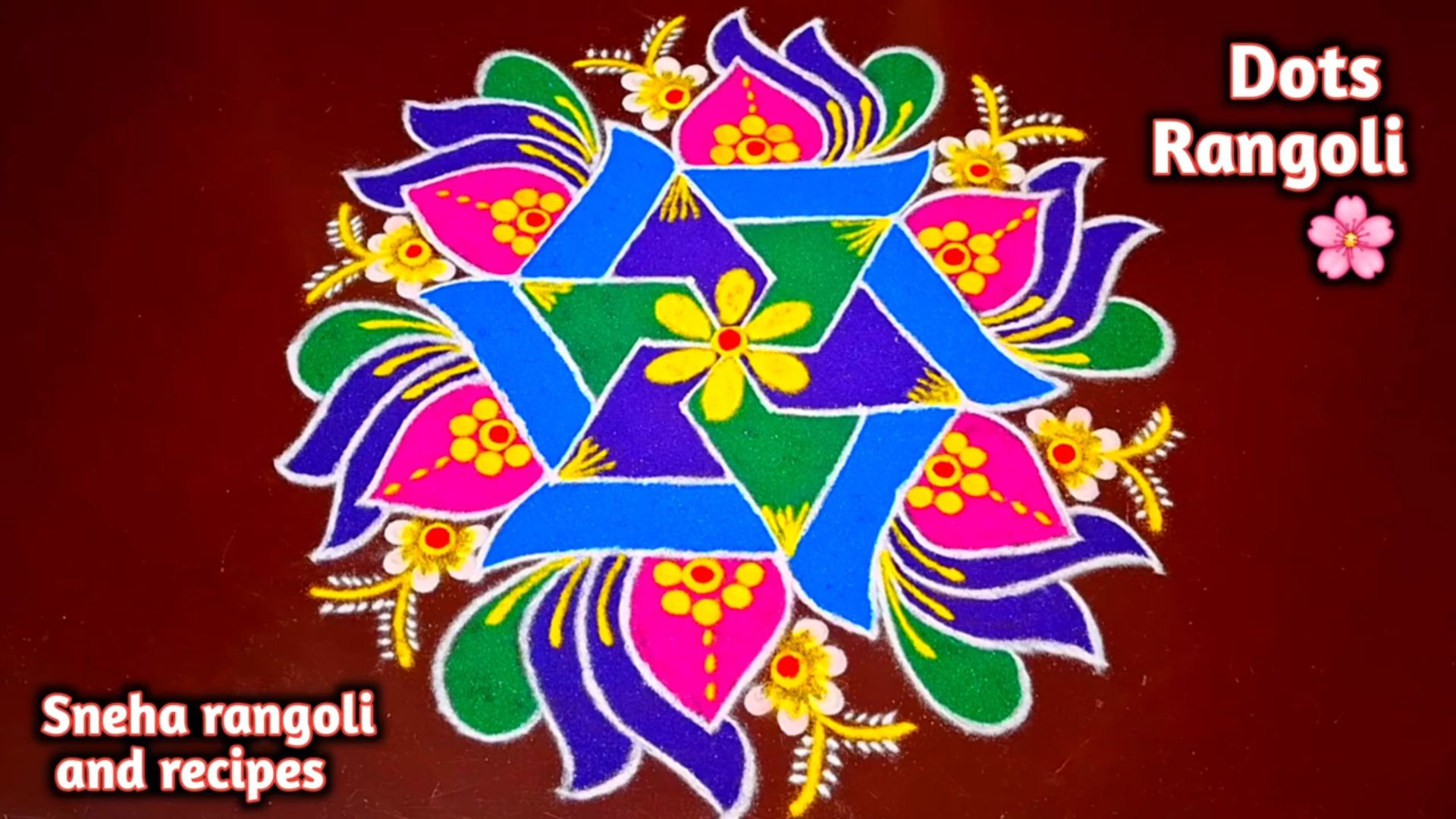 ⁣Beautiful Colorful Rangoli Design 🌸✨ | Easy Flower Rangoli Step by Step | Festival Special Rangoli 🎨