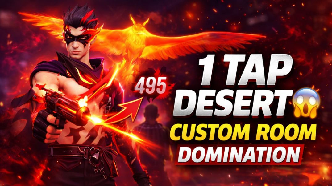 ⁣1 TAP DESERT 😱 495+ HEADSHOT | Custom Room Domination 🔥