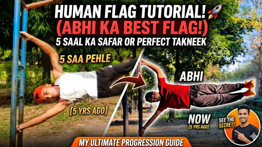 ⁣How To Do Human Flag 🔥 | Beginner to Advanced Tutorial 💪 | Calisthenics India