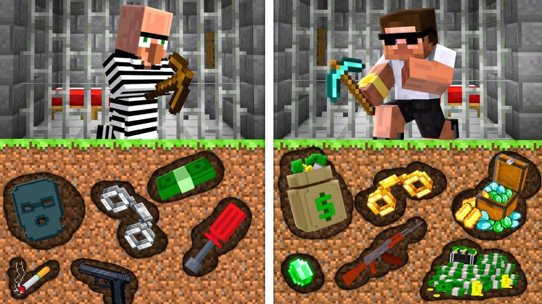 ⁣Mining Criminal ITEMS to Escape the Jail in Minecraft..
