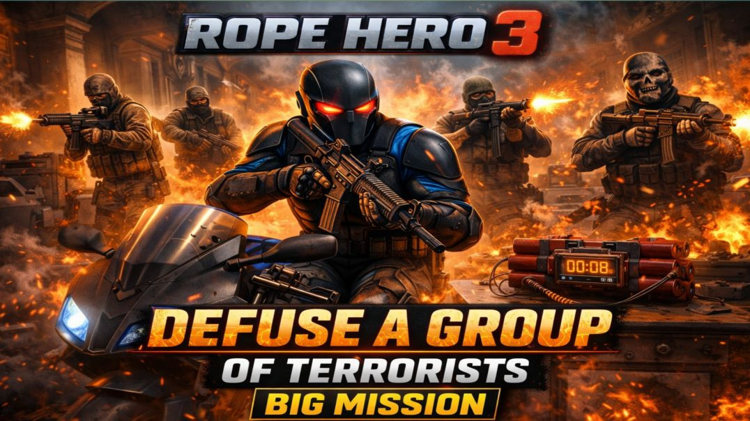 ⁣Rope Hero 3 Big Mission 🔥 Defuse a Group of Terrorists | Action Gameplay Hindi | ATB studio|