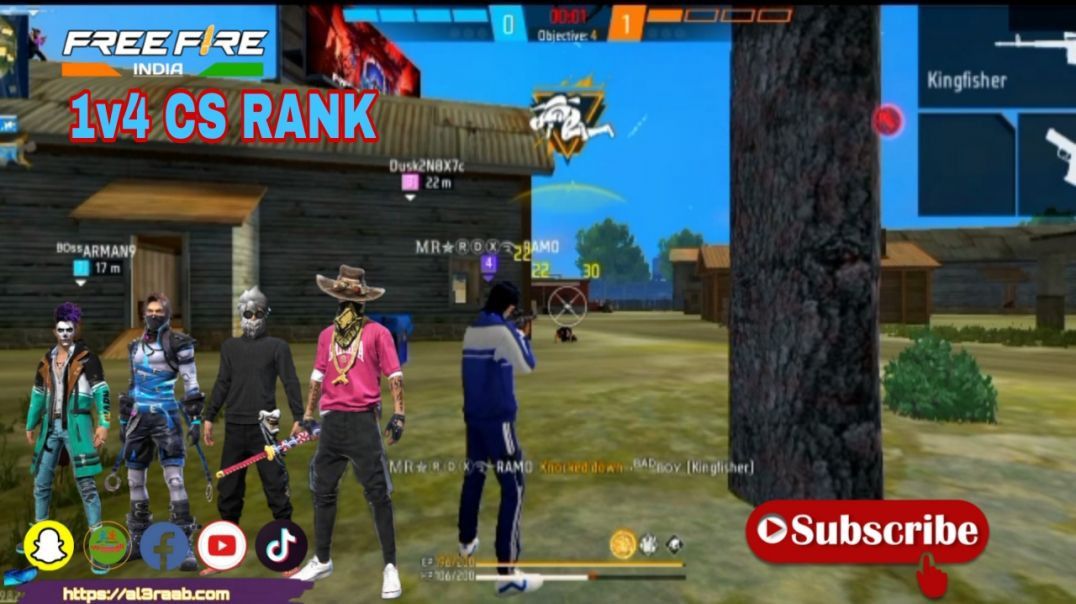 ⁣CS RANK MODE 1V4 free fire 🔥 (FF GAMER APNATUBE