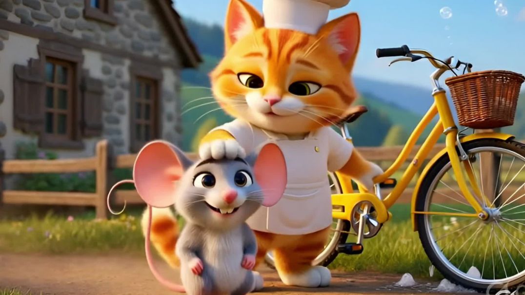 ⁣lChef Cat vs Chuha vs Cow Race! 🚲🐄 | Funny Cartoon Cooking 😂