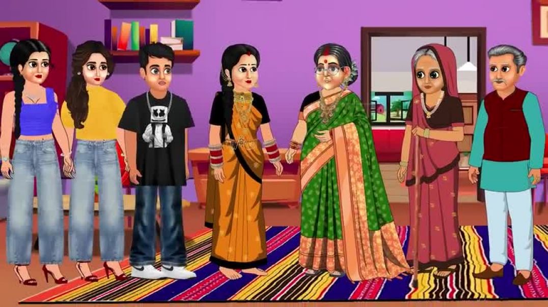 _vs_Hindi_Cartoon_Stories_The_ordeal_of_mother_s_home_vs_in-laws