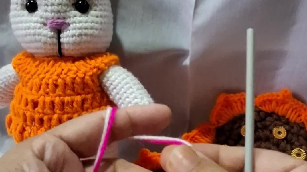 ⁣how to crochet double chain in 2 colours #crochet #knitting #crochetting #crochettutorial