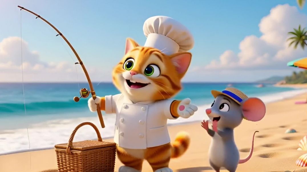 ⁣Chef Cat & Chuha Magic Fish! 🐱🐭🐟 | Beach Cooking Cartoon 😂