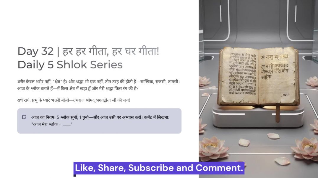 ⁣Day 32: क्षेत्र, श्रद्धा और घोर तप | हर हर गीता, हर घर गीता! Daily 5 Shlok Series