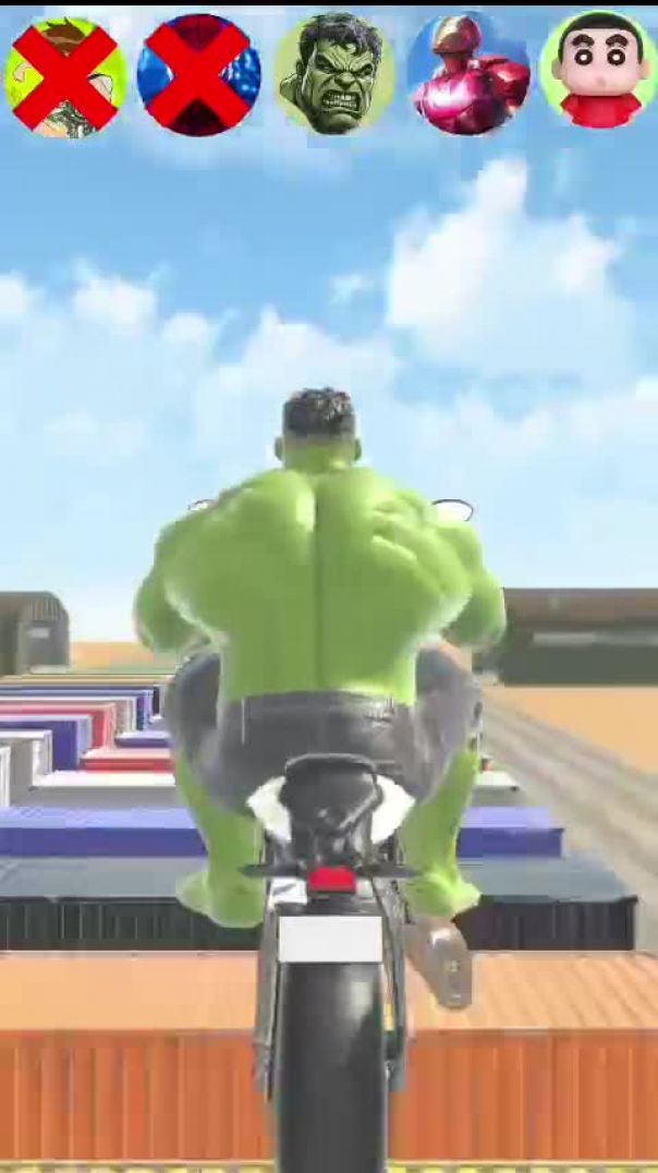 ⁣Superhero Bike Jump 😍 ! Iron Man, Spider Man, Hulk,