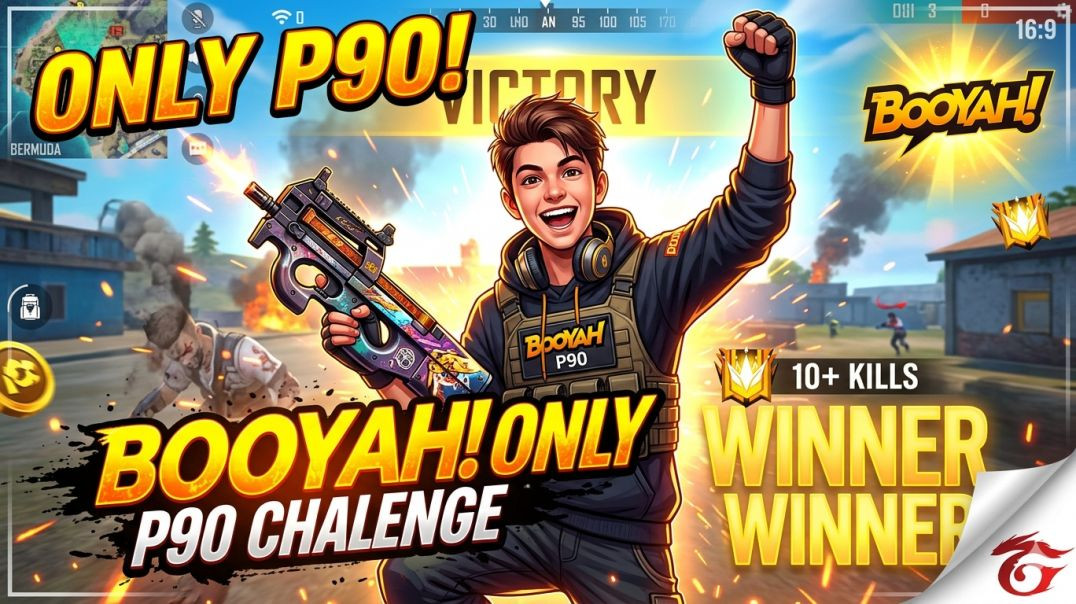 ⁣ONLY P90 CHALLENGE! 😱 _ Hero-1 Rank Booyah! 🔥 (Garena Free Fire) @FreeFireIndiaOfficial