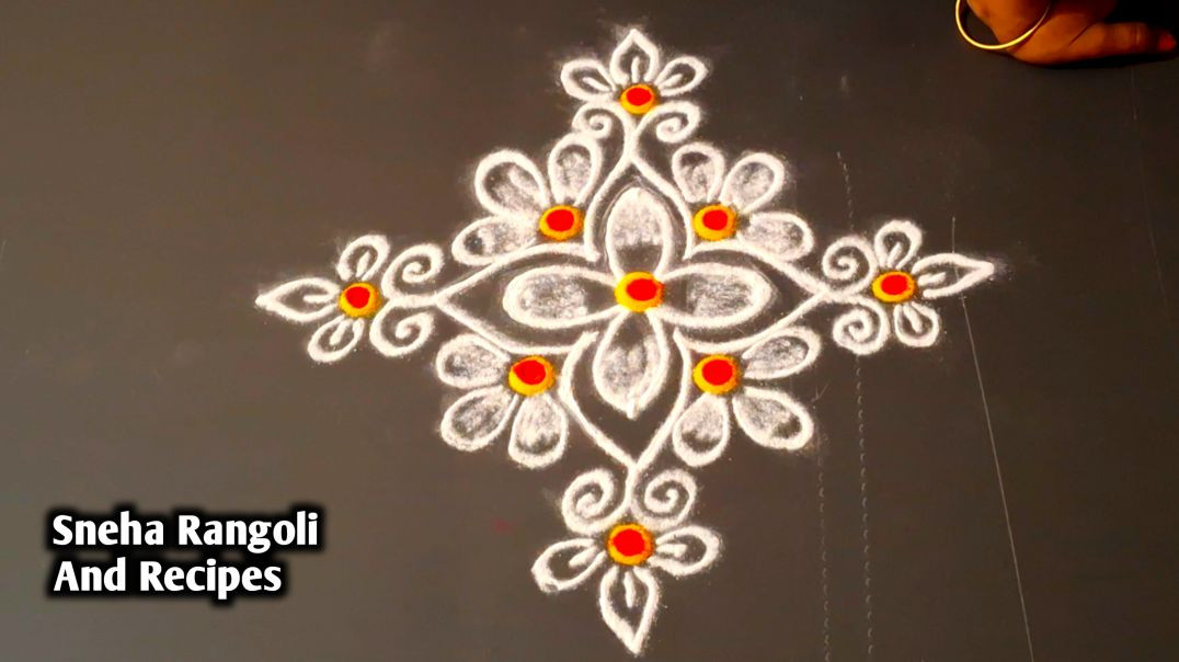 ⁣Beautiful Flower Rangoli Design 🌸 Easy Step-by-Step Guide for Beginners (2026) ✨