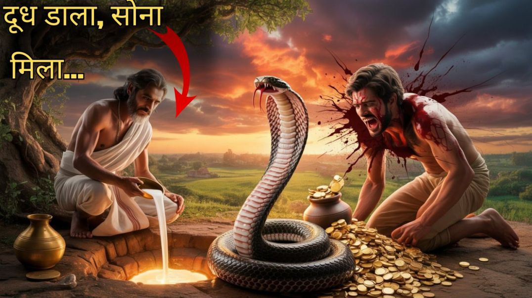 ⁣Snake Treasure Moral | ब्राह्मण पुत्र की लालच मृत्यु Hindi Kahani | Gold Offering Story | लोभ का फल