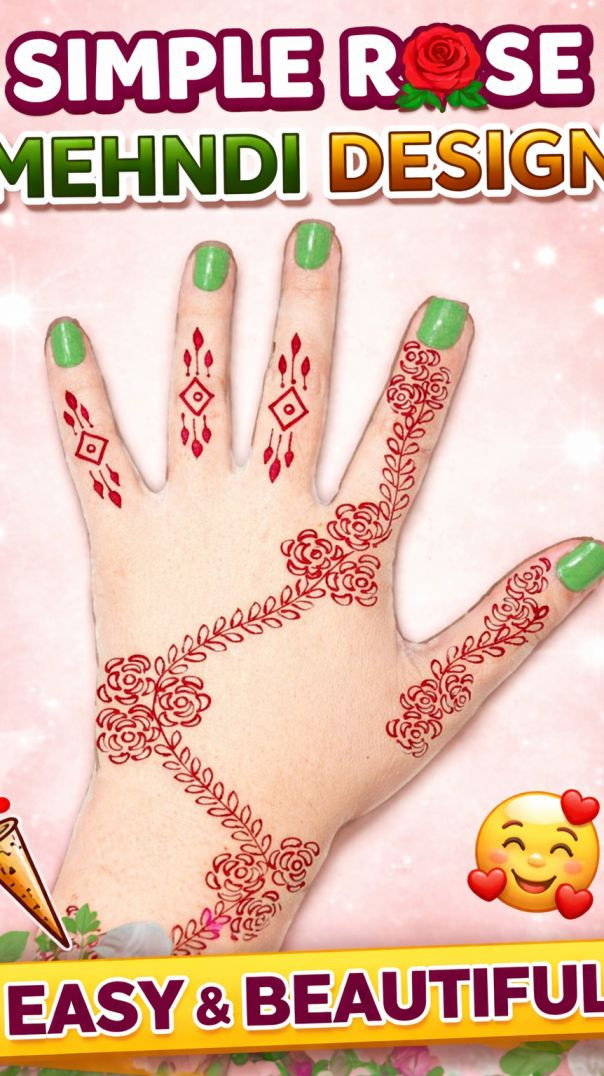 Simple Rose Mehandi Designs 🌹।Easy Hand Mehndi for Beginners #shorts #moshammehandidesign