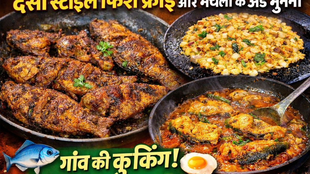 ⁣देसी स्टाइल फिश फ्राई और मछली के अंडे भुनना 🐟🔥