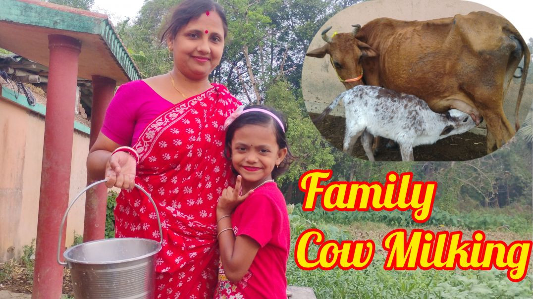 ⁣Village women Hard work l cow Milking 🐄#familylife#villagevlog#cowmilkingvideo