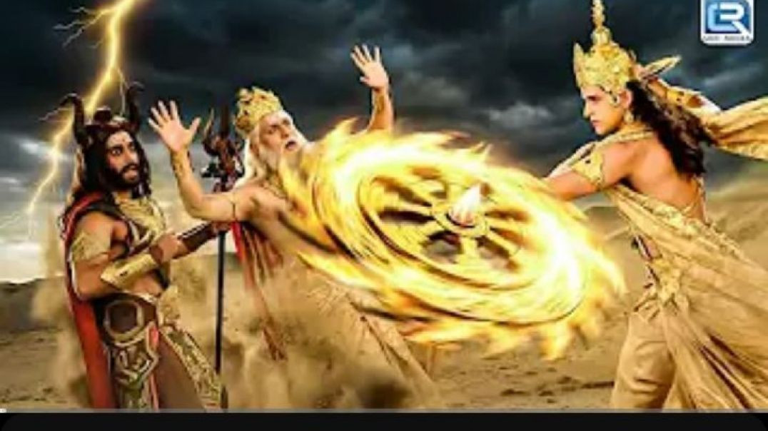 ⁣महिषासुर_को_बचाने_हेतु_विष्णु_भगवान_के_सुदर्शन_चक्र_के_सामने_आये_ब्रह्मा_देव___Vignaharta_Ganesh(360