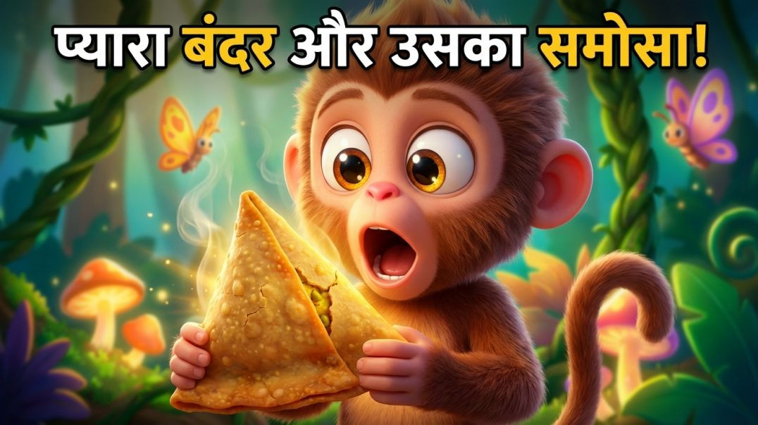 ⁣Bandar Bhaiya Aur Samosa  | Fun Kids Story in Hindi | Cute Monkey Song for Kids