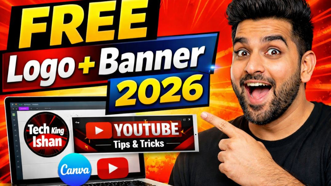 ⁣FREE YouTube Logo + Banner 2026 😱 | 5 Min Mein Professional Design (Hindi)
