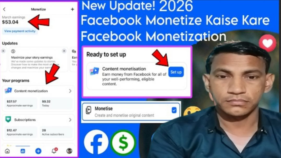 ⁣Facebook Monetize Kaise Kare 😍 Facebook Monetization 🤑 Content Monetization Setup