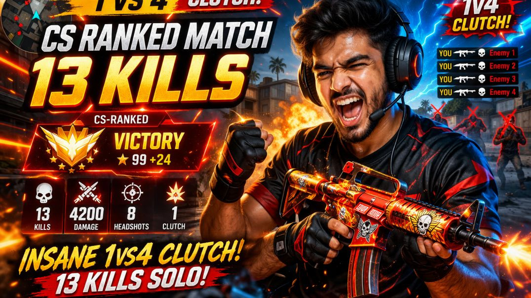 ⁣CS RANK GAME PLAY 1VS4 BEST GAMING VIDEO 📷