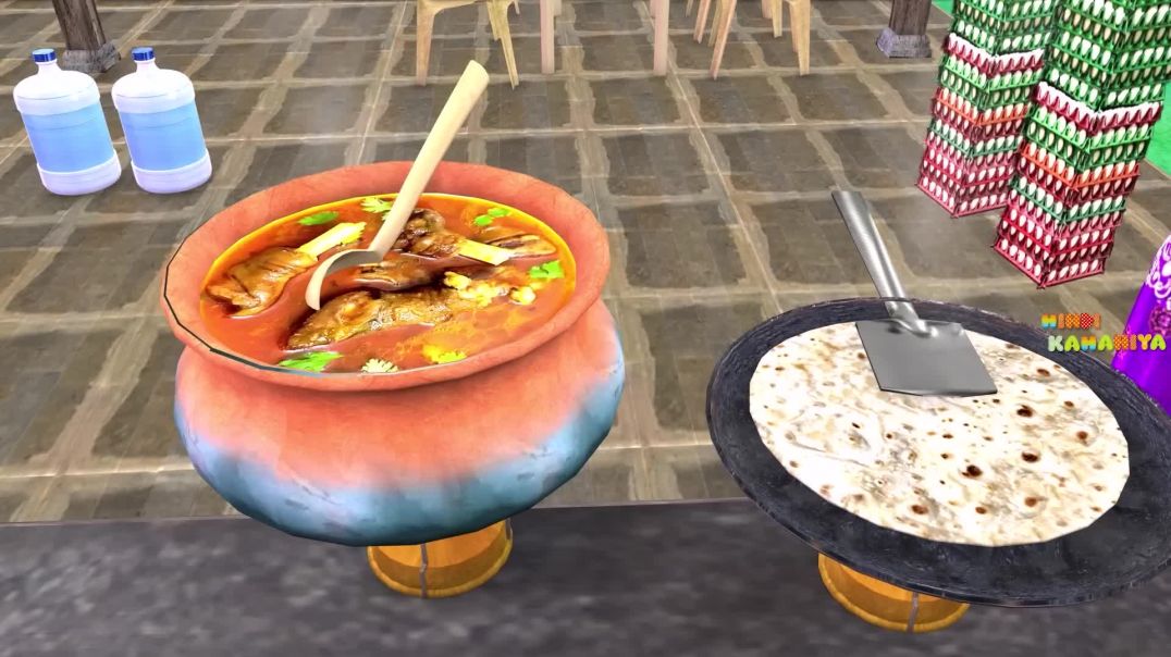 ⁣Desi Nashta Roti Chicken Mutton Curry Tasty Street Food Comedy Hindi Kahaniya Moral Stories_1080p