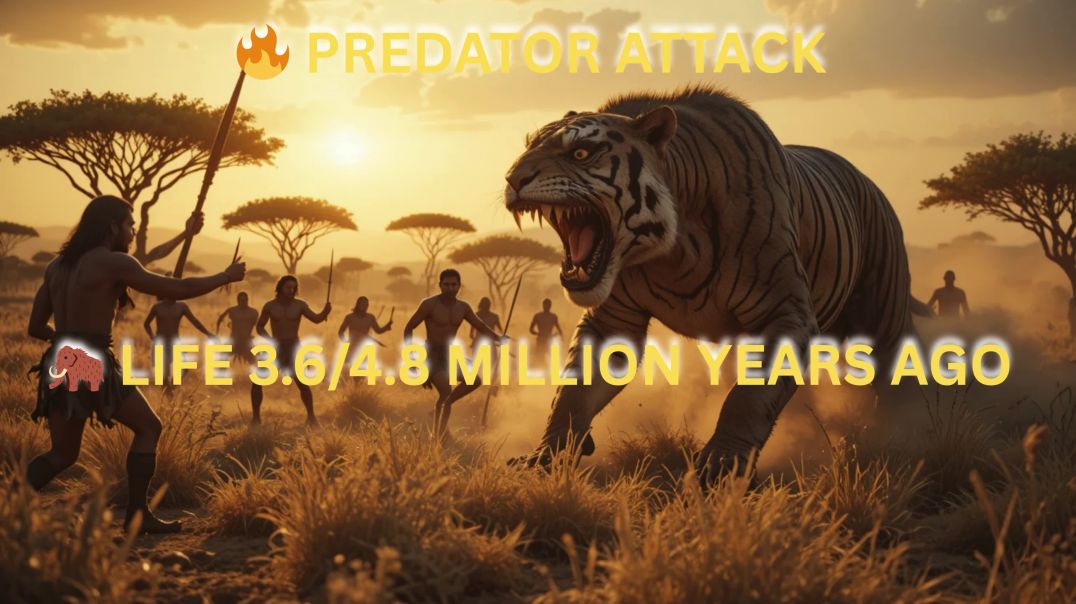 ⁣🦣 Life 3.6/4.8 Million Years Ago | Homo Erectus Tribe Battles Saber
